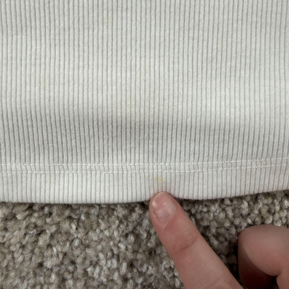 Old Navy Shirt Womens Small White Ribbed Crew Neck Short Sleeve Tee T-Shirt - Picture 5 of 8
